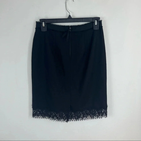 Rebecca Taylor Lace Trim Wool Pencil Skirt Black Size 4 - Picture 4 of 8